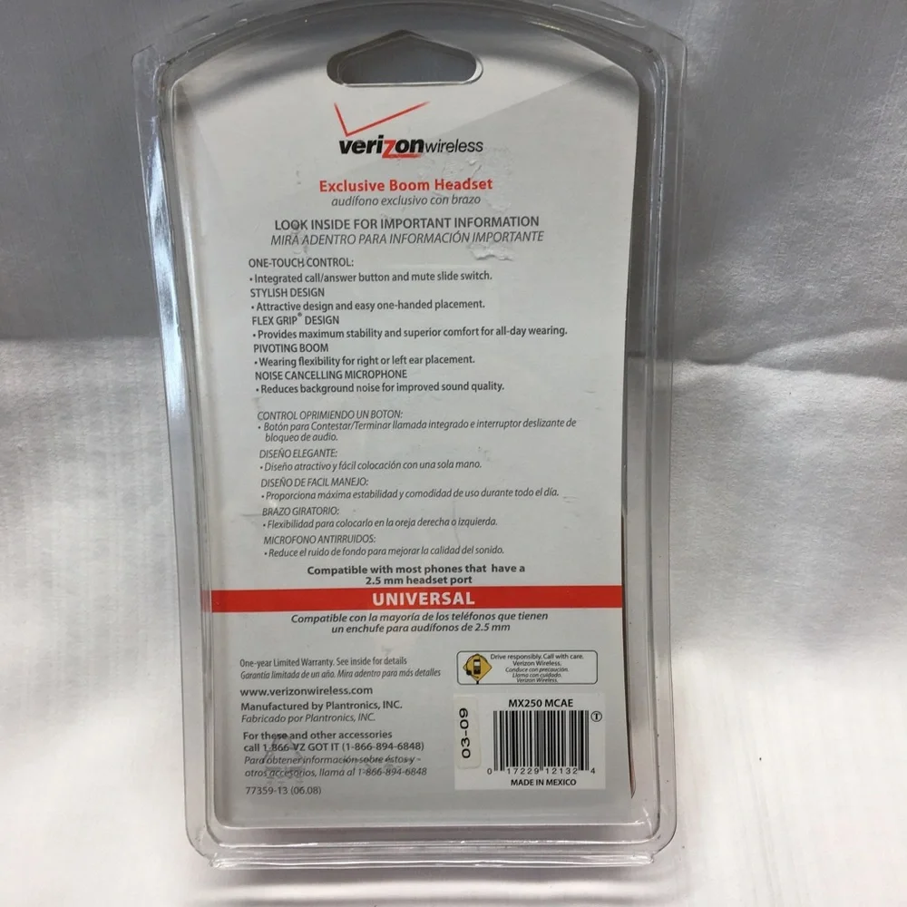 Plantronics VERIZON Boom Headset-Universal. NWT